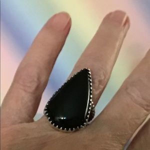 Vintage Relios‎ Sterling Silver and Onyx Ring